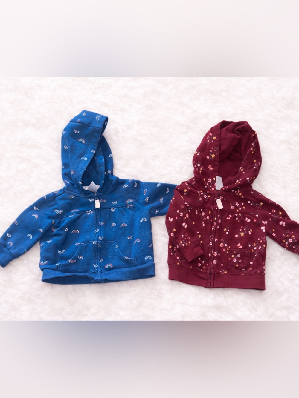 Baby Girl 3M Carter’s Hoodie Bundle Floral Rainbow Zip Up Jackets Set